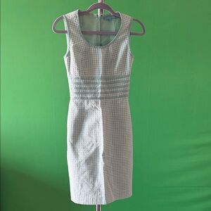 ANTONIO MELANI Cream and Light Blue Midi Dress